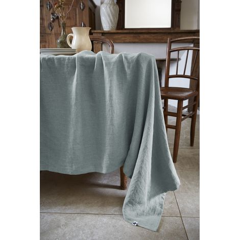 Nappe Rectangle 170 x 350 cm – Lin Lavé Français Luxe Soline – Azur (1/5)