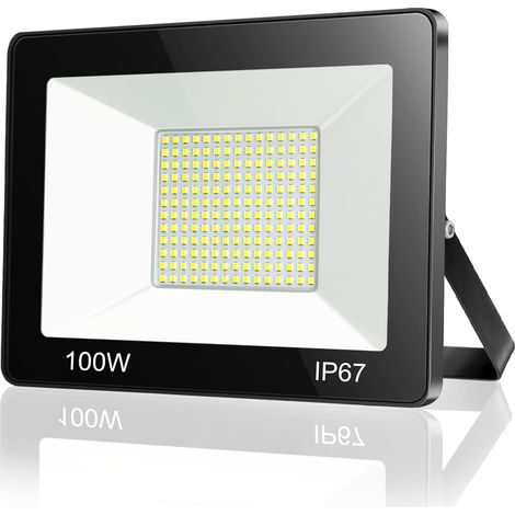 Projecteur LED Exterieur 100W, IP67 Imperméable Spot LED Extérieur, 10000LM 7000K Blanc Froid Eclairage de Sécurité, Luminaire Exterieur Pour Patio, Terrasse, Jardin, Garage, Usine (1/5)