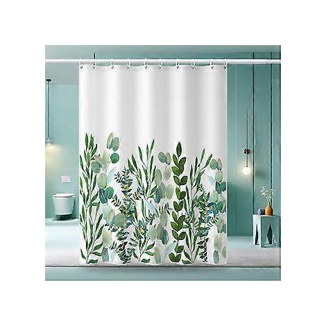 Schimmelresistenter Duschvorhang 180 x 200 cm, maschinenwaschbarer Stoffduschvorhang mit 12 rostfreien Haken, Duschvorhang im Bohème-Stil aus Polyester (180 x 200 cm)