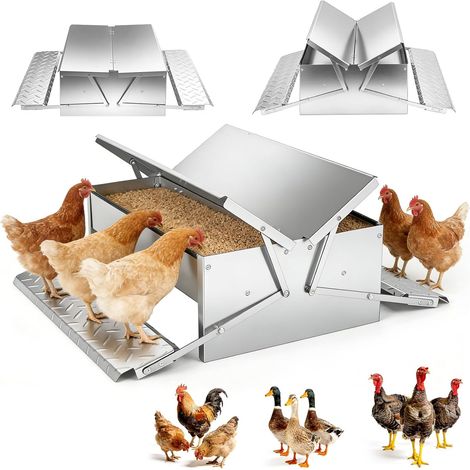 Mangeoire Poules Anti Nuisible 12kg, Mangeoire Poule Automatique à Pédale (1/5)