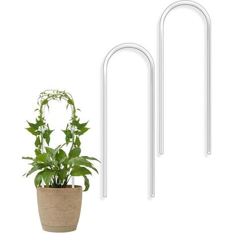 Lot de 8 supports de plantes en acrylique, support de culture circulaire moderne en forme de U, support de plantes en pot d'intérieur et d'extérieur, support de jardin en forme de U (1/3)
