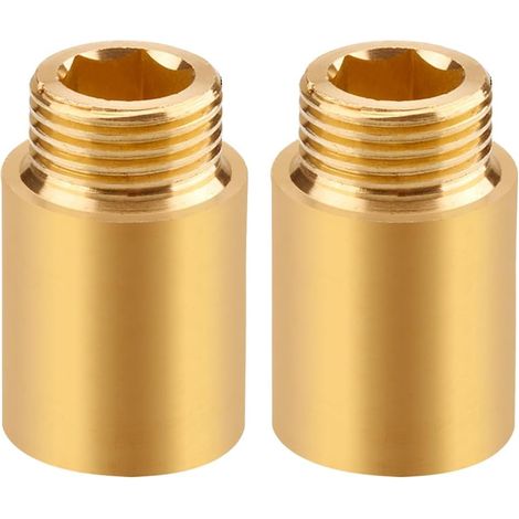 Lot de 2 rallonges de robinet - 1/2" x 30 mm - Rallonge filetée DN15-1/2" IG x 1/2" AG - Raccord d'extension en laiton 30 mm - Rallonge de raccordement pour eau potable et installation de chauffage