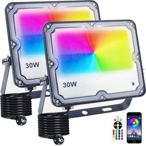 Projecteur LED RGB Exterieur 30W IP66 Etanche 16 Couleurs 4 Modes Spot LED Extérieur (1/5)