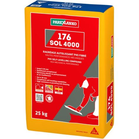 Enduit de ragréage fibré autolissant P4S PAREXLANKO 176 Sol 4000 - 25kg (1/2)