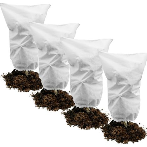 Telo protettivo per piante, 4 pezzi, 60 g/m², 60 cm x 80 cm, telo invernale per protezione dal gelo, permeabile, antivento, resistente al freddo e al calore e agli insetti - Bianco