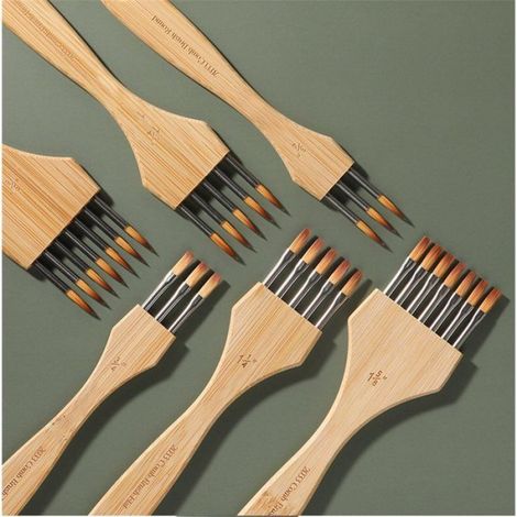 Ensemble de 3 pinceaux synthétiques larges pour peinture, type pinceau à franges, pinceau surikomi adapté à l'aquarelle, idéal pour les travaux de peinture artistique et les effets de fond (1/5)