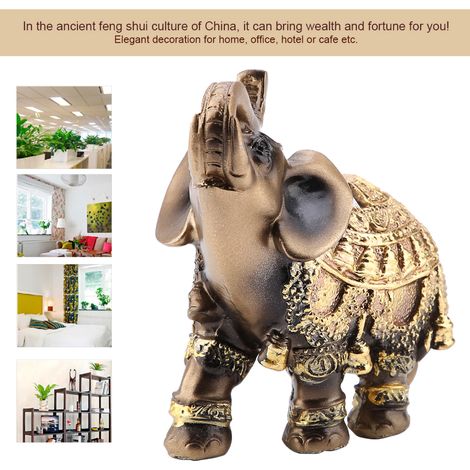 Statuette Éléphant Feng Shui en Or pour la Richesse, Décoration Maison Cadeau Porte-Bonheur (1/5)