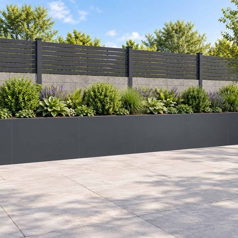 vidaXL Retaining Wall 4 pcs 60 x 12 x 40 cm Steel Anthracite (1/5)