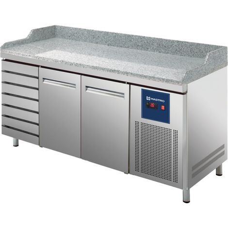 Table à pizza avec 2 portes 600x400 mm, 7 tiroirs 600x400 mm - VIRTUS