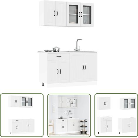vidaXL Ensemble d'armoires cuisine 4pcs Kalmar blanc bois d'ingénierie (1/5)