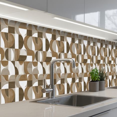 Kitchen Splashback Abstract - Retro - Brown 400x60 cm