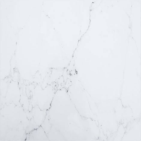 Dessus de table Blanc 70x70cm 6mm Verre trempé et design marbre (1/5)