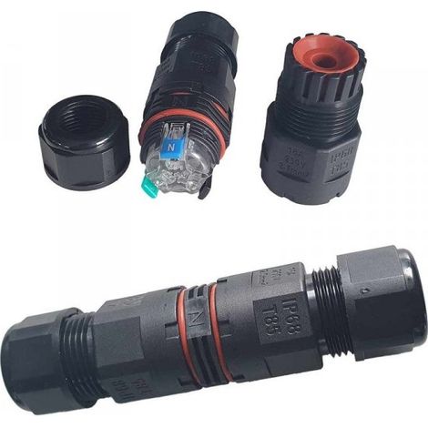2 Connettori Veloce IP68 Forma I Manicotto Collegamento Cavo Esterno 3P 100x30mm