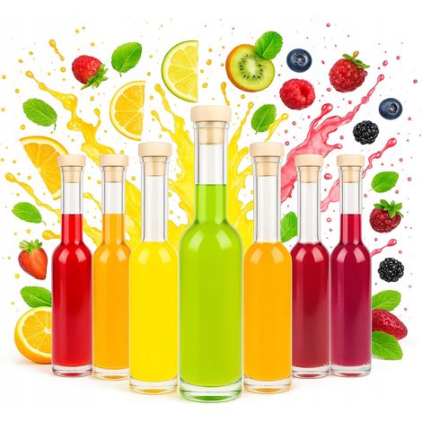 50 bottiglie FENICE da 200 ml con tappo di sughero per liquori, oli e succhi di frutta.