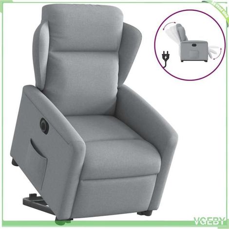 Fauteuil inclinable électrique - 7291712427305 - Gris clair tissu - Releveur électrique - Largeur siège 50 cm (1/5)