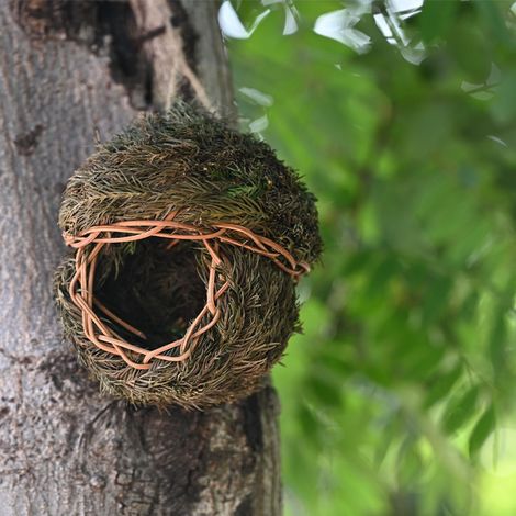Handgefertigte, gewebte Vogelkäfige aus Kiefernnadeln, kreative Vogelkäfige für Papageien und Drosseln, Gartendekorationen. (1/5)