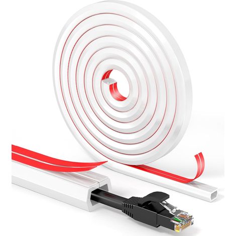 2 x 14mm (W) x 12mm (H) x 2meter (L), (2Meter) blanc,Autoadhésif Cachecâble, cachecâble en PVC souple, cachecâble mural,cachecâble tv mural pour système de gestion des cache cable sol (1/5)