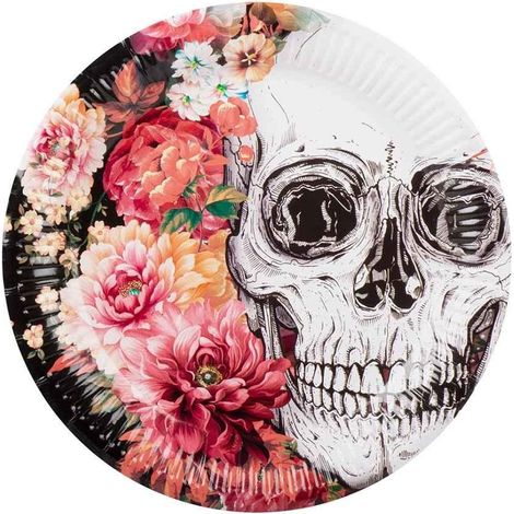 Platos de papel del Día de Muertos, 23 cm, 10 unidades