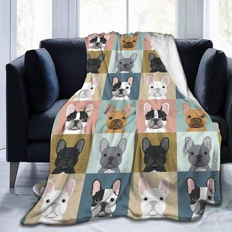 3D Bouledogue français Mignon Couverture Polaire Ultra Douce Flanelle Velours Peluche Couverture 150 x 200 cm (1/5)
