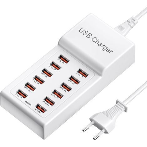 Chargeur USB Multiple 50 W, Station de Recharge USBA 12 Ports, Charge Rapide, multiprise USB Compatible avec 11/12/13/14/15/16 Pro/tablette (1/5)