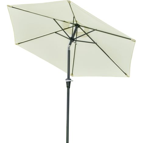 Ombrellone da Giardino Inclinabile 2.3x2.2m con Manovella, Palo in Metallo e 6 Stecche, Crema