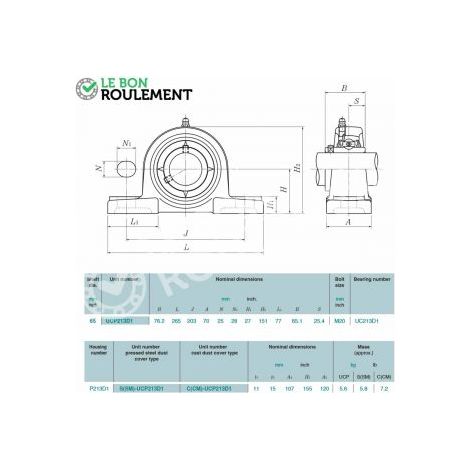 Palier fonte UCP213-D1-NTN