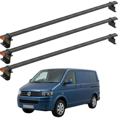 Portapacchi da tetto per VW Transporter T5 2003-2015, fissaggio a punti, nero, 3 barre (1/5)