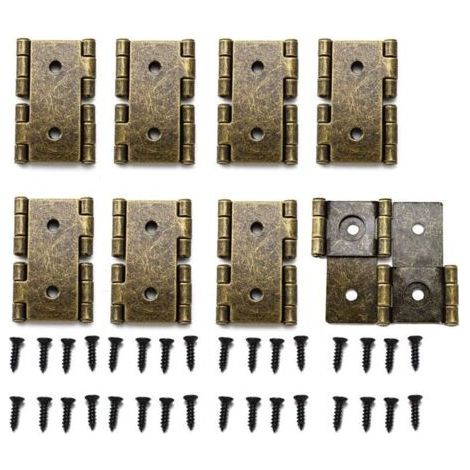 8 Pack Retro Style Folding Door Hinges with Mounting Screws Bronze (1/5)