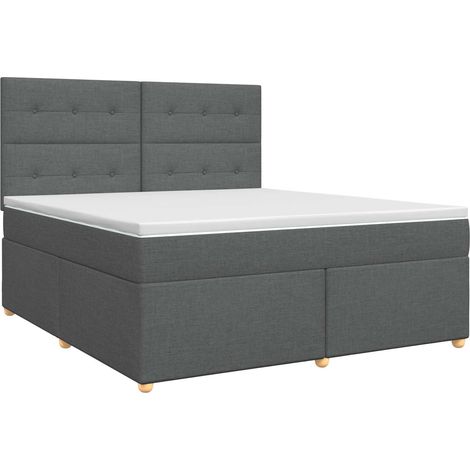 Maison Exclusive - Letto box spring con materasso Grigio Scuro 140 x 190 cm (1/5)