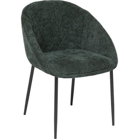 Chaise Seliso tissu chenille vert cèdre pieds métal Atmosphera (1/4)