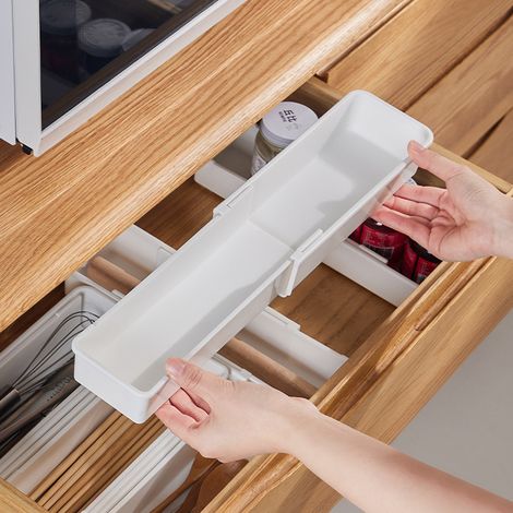 Organisateur ajustable intérieur tiroir multifonction, rangement épices alimentaires et produits de beauté, cloison pour dressing, armoire profonde et cuisine domestique