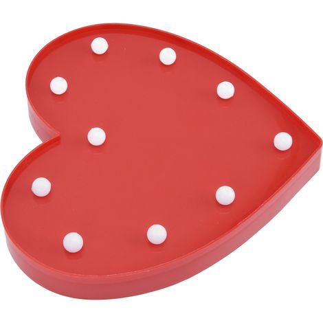 Veilleuse en forme de cœur rouge, lampe décorative mignonne pour chambre d'enfant, luminaire d'ambiance sans pile (BZ2936) (1/5)