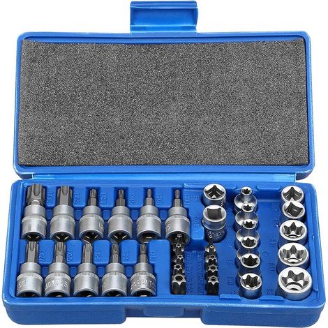 Set di prese a stella in acciaio 34pz 3/8" riparazione auto moto con valigetta (1/5)