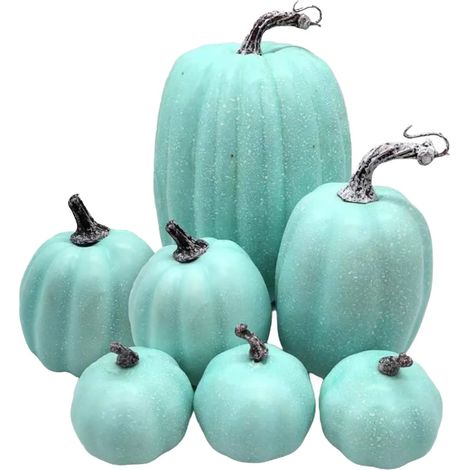Citrouilles artificielles de différentes tailles, citrouilles en mousse, décoration de table rustique d'automne pour Halloween, Thanksgiving ou une étagère, 7 pièces (1/5)