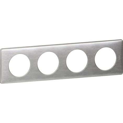 Legrand 068924 Placa Céliane Metal 4 puestos - acabado aluminio