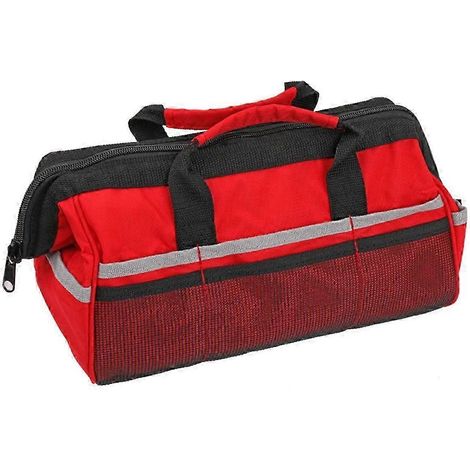Trousse à outils en toile 315 mm, petite trousse à outils d'extérieur portable, sac à outils pour électricien, menuisier et entretien, noir/rouge (1/4)