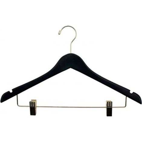 Bardusch-72–17 Ladies concave Suit Cintre Doré Crochet et clips, 43,2 cm, Noir (Lot de 100)