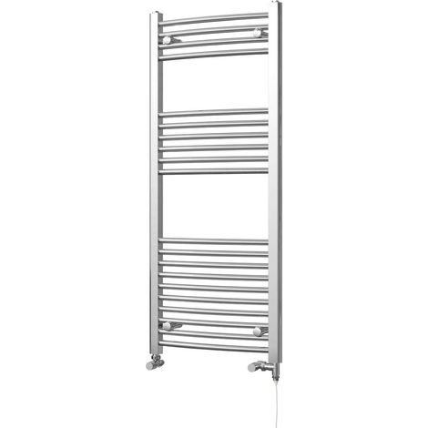 Zennor - Chrome Dual Fuel Towel Rail H1200mm x W500mm Standard - Curved (1/3)