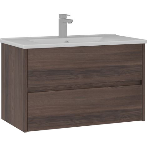 Mobile lavabo "Side 85 v2" - 85 x 45 x 52 cm - Noce scuro (1/3)