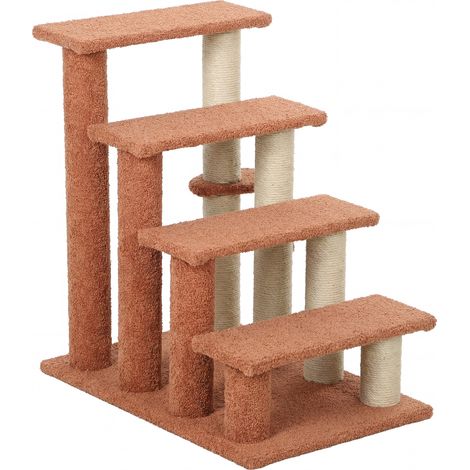 Griffoir escalier 4 marches animaux 5 kg 60x40x64cm marron