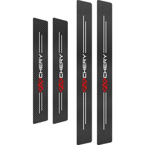 (Lot de 4 pour Chery) Seuils de porte autocollants en cuir et fibre de carbone, protection anti-marche. Compatibles avec Chery Tiggo 7 Pro, 8, 4, 5, 3, 2, T11, 5X et Amulet. Convient également aux mod (1/4)