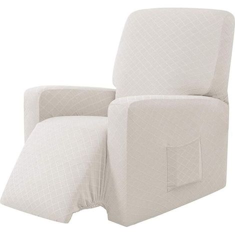 Elastic Armchair Cover, Wingback Chair Cover Soft Polyester Fabric Protector for Chair Sofa (White)