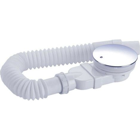 Bonde de douche 90 mm, extra plat, trou de vidange pour bac de douche, siphon avec système anti-odeurs, tamis à cheveux, tuyau flexible, couvercle chromé，blanc, une pièce,dolaso.. (1/5)