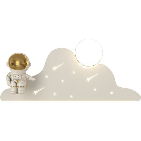 Applique da parete a LED a forma di astronauta per la cameretta dei bambini, applique da comodino dimmerabile, luce notturna con proiezione di stelle, bianca, applique da parete moderna e contemporane (1/4)