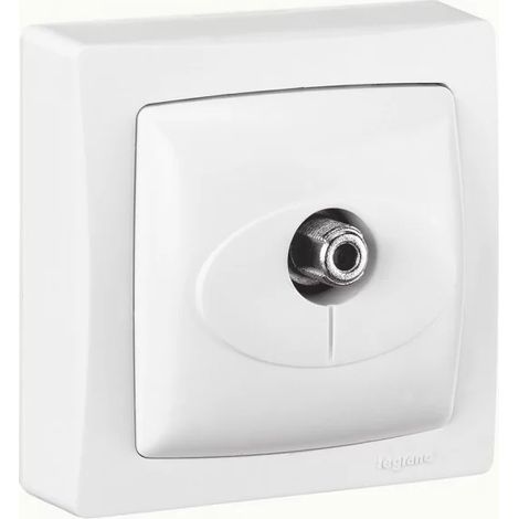 Legrand 086053 Einfache Schraub-TV-Steckdose vom Typ „f“ – komplett weiße Aufputz-Schaltanlage