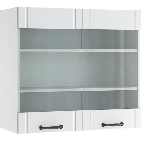 Küchenglasschrank Fame-Line, Weiß Landhaus, 80 cm, Vicco (1/5)