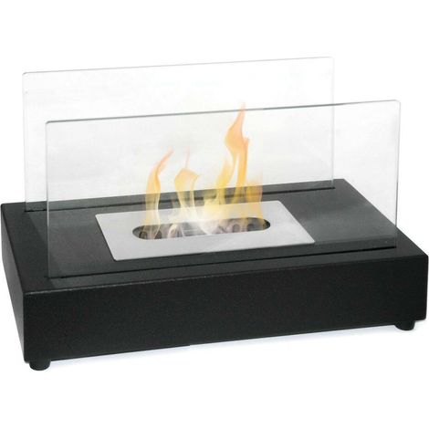 Dmora - Bioethanol-Kamin Dscozzarell, Ökologischer Kamin, Rauchfreies Feuer, Heizung mit Ethanol, Made in Italy, 18x35 h21 cm, Schwarz