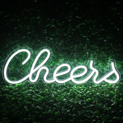 Enseigne Néon Blanche pour Décoration Murale, Panneau LED Lumineux Bar à Bière, Éclairage d'Ambiance, 12V, 40x30cm (1/5)