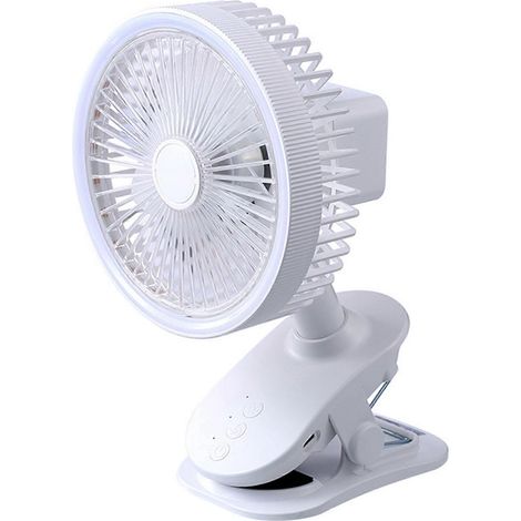 Ventilateur de bureau rechargeable USB 5,9 pouces, 3 vitesses, à pince, 2400 mAh, pour le bureau