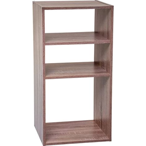 5Five Simply Smart – Étagère colonne 3 cases bois aggloméré effet chêne naturel – Dimensions L. 34,5 x P. 32 x H. 67,5 cm – Pour salon, bureau ou chambre (1/5)